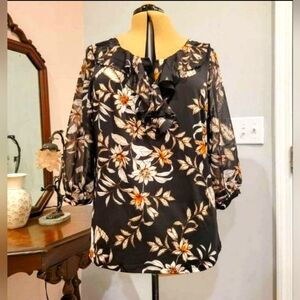 NWT 2X Sheer Sleeved Ruffly Blouse